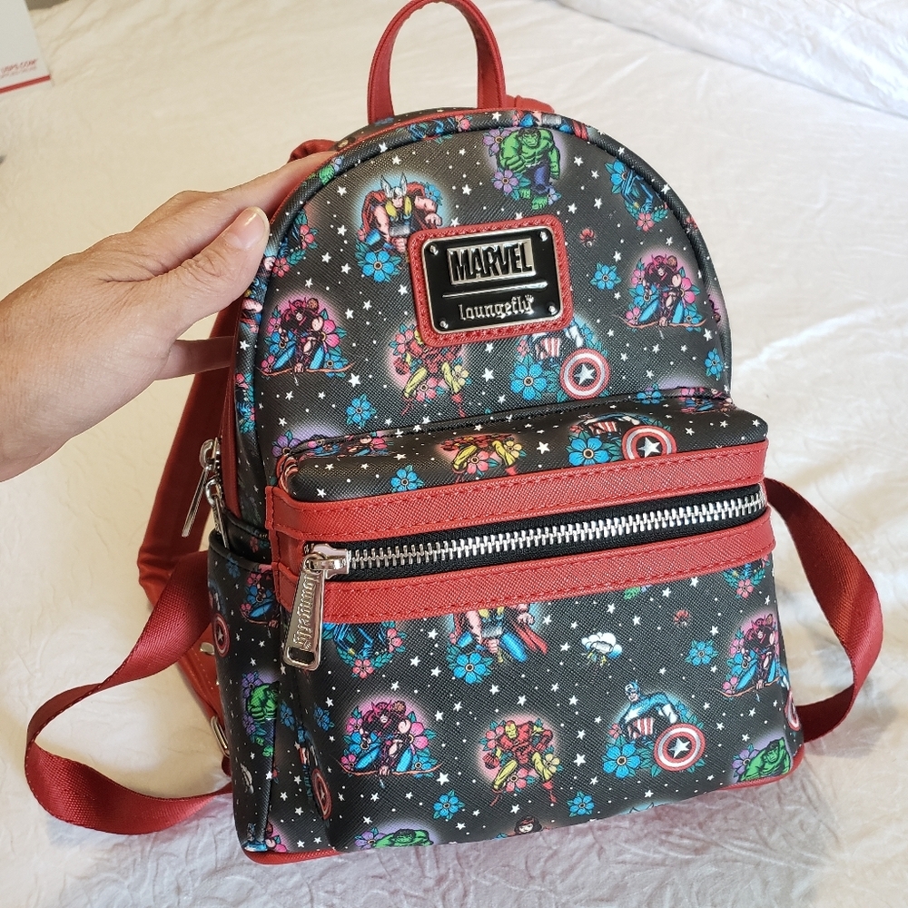 NEW LOUNGEFLY-MARVEL-AVENGERS-TATTOO MINNI BACKPACK - Picture 3 of 15